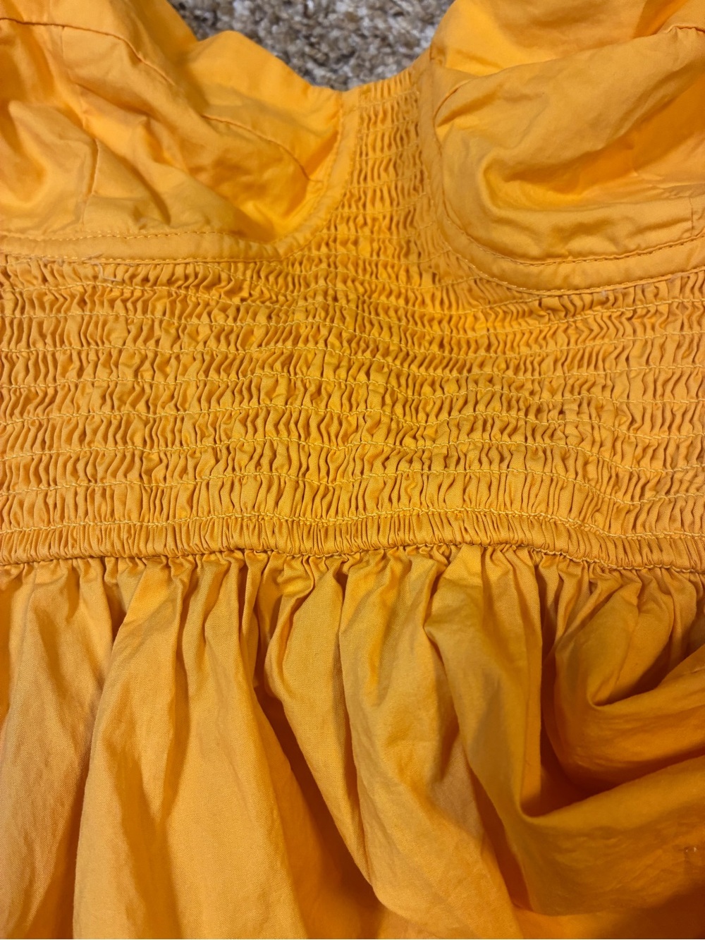 Showpo Raiza Smocked Shirred Waist Puff Sleeve Maxi Dress Marigold - Picture 13 of 14